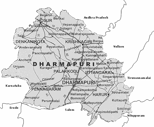 Map of Dharmapuri 